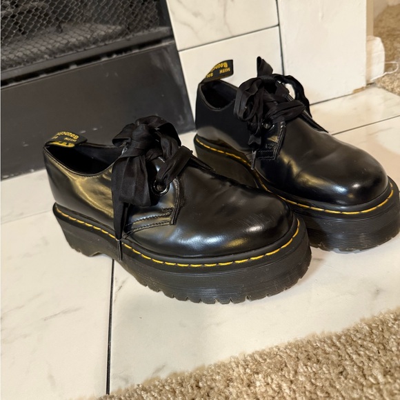 Dr. Martens Black Leather “Holly” Creepers with Black Ribbon Laces - Picture 5 of 9